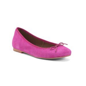 ELODIE fuschia Made In Spain Suede Ballet Flats